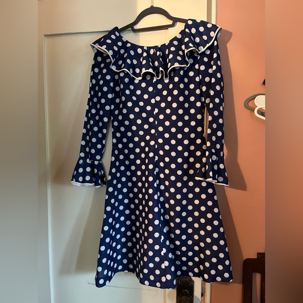 Navy Vintage Polka Dot Dress